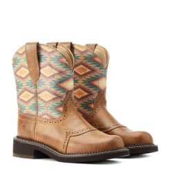Ariat® Ladies Fatbaby® Heritage Farrah Aztec Print Tan Boots 10044438 -Ariat Shop S23 WMS WEST 10044438 pair