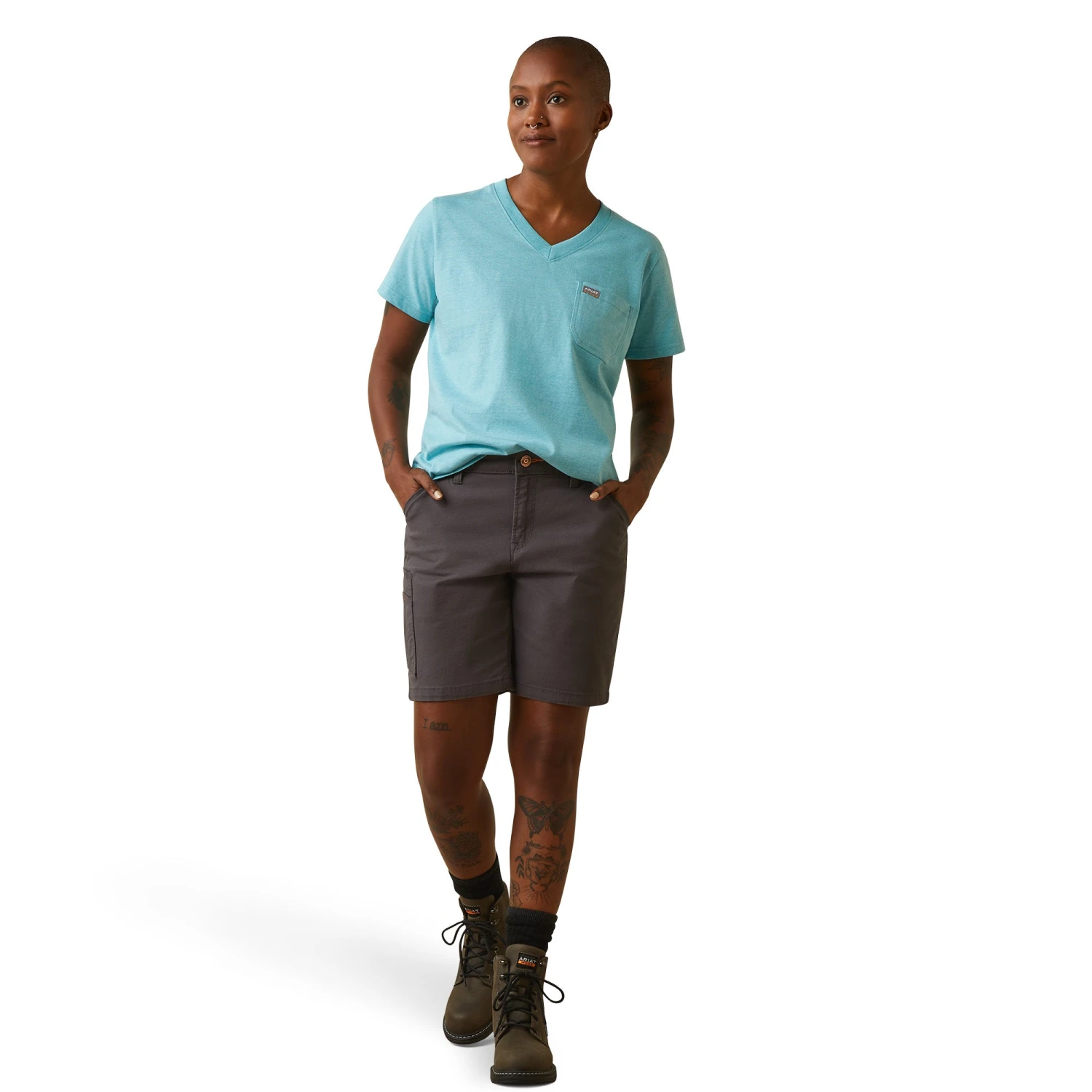 Ariat® Ladies Rebar Cotton Strong™ Heather Blue T-Shirt 10043343 5 Ariat® Ladies Rebar Cotton Strong™ Heather Blue T-Shirt 10043343 - Image 5