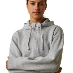 Ariat® Ladies Rebar Skill Set Heather Grey 1/2 Zip Hoodie 10043546 -Ariat Shop S23 WMS WORK 10043546 detail01