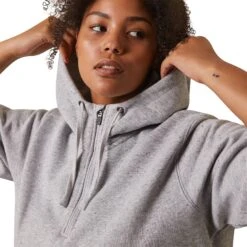 Ariat® Ladies Rebar Skill Set Heather Grey 1/2 Zip Hoodie 10043546 -Ariat Shop S23 WMS WORK 10043546 detail02 plus