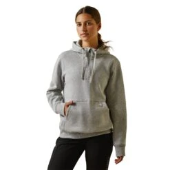 Ariat® Ladies Rebar Skill Set Heather Grey 1/2 Zip Hoodie 10043546