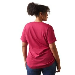 Ariat® Ladies Rebar Cotton Strong™ Cherries Jubilee Pink T-Shirt 10043562 -Ariat Shop S23 WMS WORK 10043562 back plus