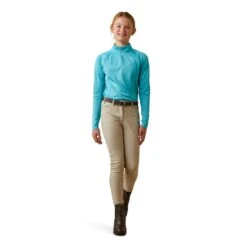 Ariat® Youth Girls Sunstopper 2.0 Maui Blue 1/4 Zip Baselayer 10043604 -Ariat Shop S23 YTH ENGL 10043604 full