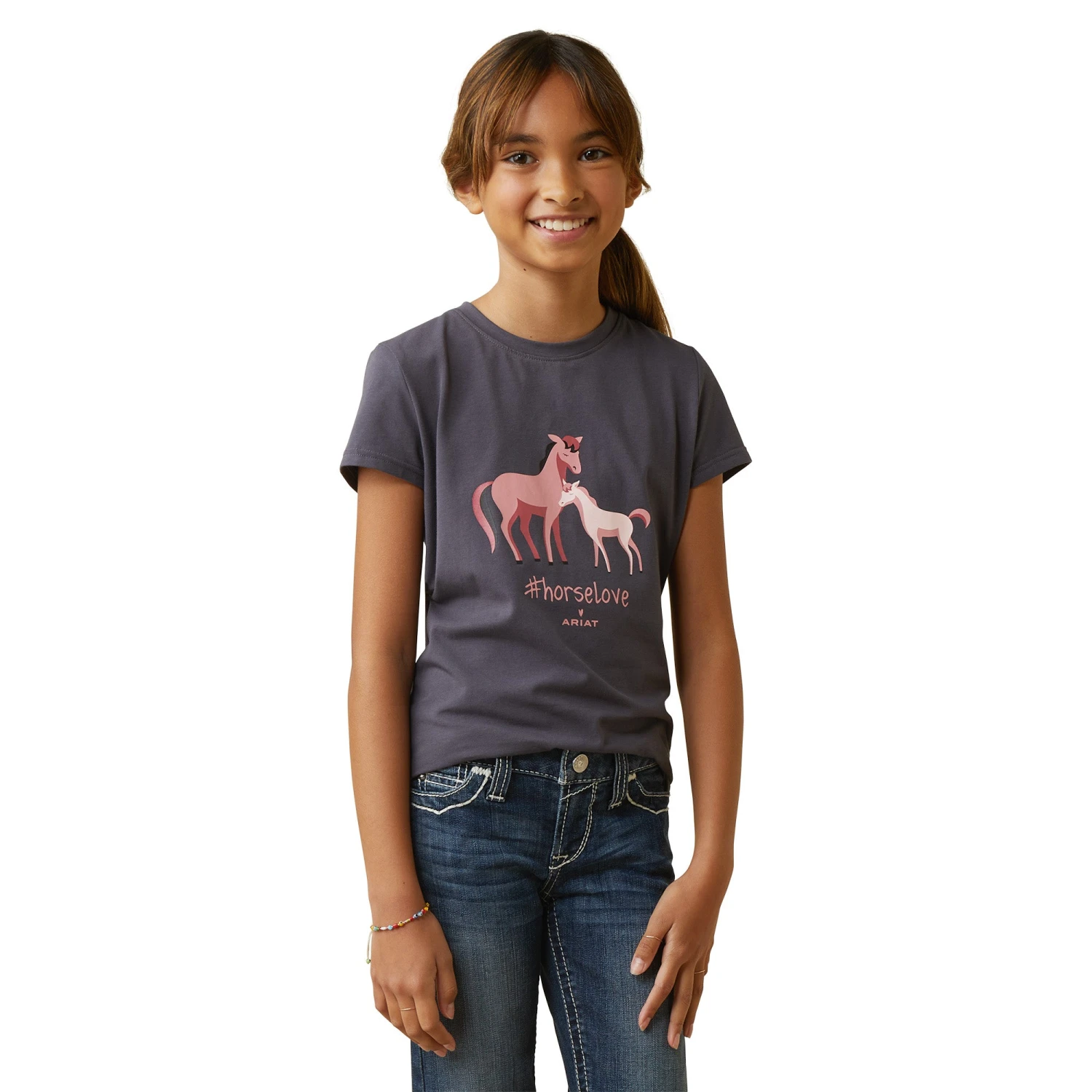 Ariat® Youth Girl's Periscope Cuteness Horse Graphic T-Shirt 10043741 1 Ariat® Youth Girl's Periscope Cuteness Horse Graphic T-Shirt 10043741